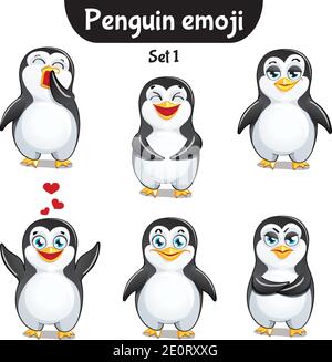 Vector set of cute penguin characters. Set 1 Stock Vector
