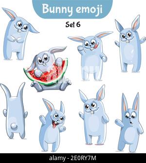 Vector set of cute rabbit characters. Set 6 Stock Vector