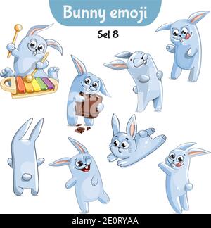 Vector set of cute rabbit characters. Set 8 Stock Vector