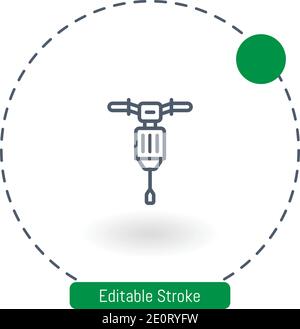 jackhammer vector icon editable stroke outline icons for web and mobile Stock Vector