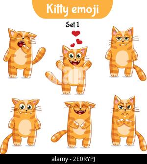 Vector set of cute cat characters. Set 1 Stock Vector