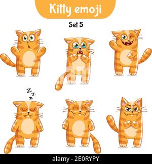 Vector set of cute cat characters. Set 5 Stock Vector