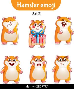 Vector set of cute hamster characters. Set 2 Stock Vector