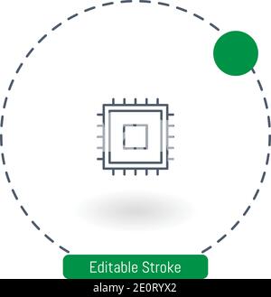 processors vector icon editable stroke outline icons for web and mobile Stock Vector