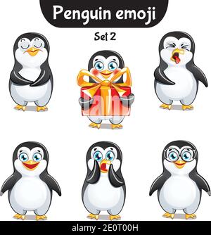 Vector set of cute penguin characters. Set 2 Stock Vector