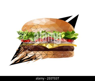 Vector burger in low poly style Stock Vector