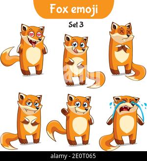 Vector set of cute fox characters. Set 3 Stock Vector