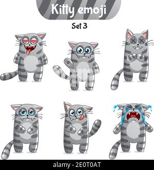 Vector set of tabby cat characters. Set 3 Stock Vector