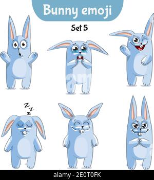 Vector set of cute rabbit characters. Set 5 Stock Vector