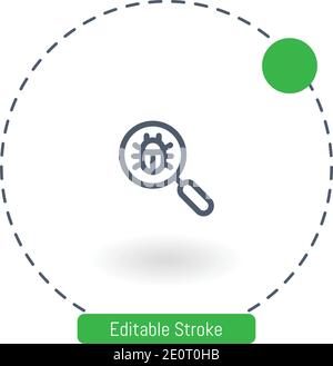 virus search vector icon editable stroke outline icons for web and mobile Stock Vector