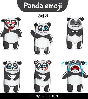 Vector set of cute panda characters. Set 3 Stock Vector