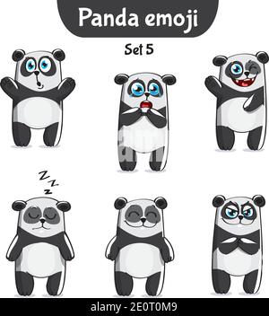 Vector set of cute panda characters. Set 5 Stock Vector