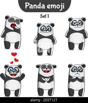 Vector set of cute panda characters. Set 1 Stock Vector