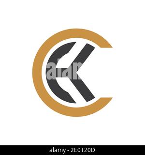 Creative abstract letter ck logo design. Linked letter kc logo design. Stock Vector
