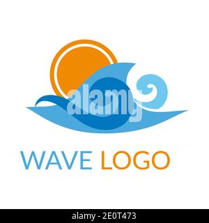 water wave and sun logo image. Vector illustration Stock Vector