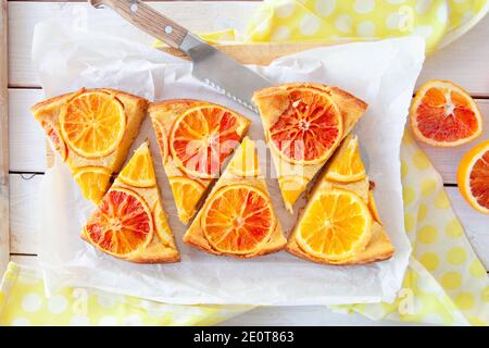 Fruity Sponge Cake With Candied Oranges Stock Photo