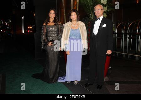 King of Sweden Carl XVI Gustaf with his wife Queen Silvia of Sweden and their daughter Crown Princess Madeleine arrive at The Royal Gala Award Dinner at The Mandarin Oriental Hotel in New York City, NY, USA, on October 3, 2012. Photo by Charles Guerin/ABACAPRESS.COM. Stock Photo