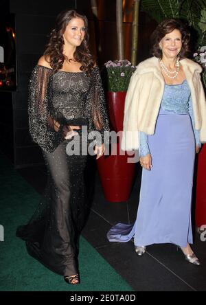 King of Sweden Carl XVI Gustaf with his wife Queen Silvia of Sweden and their daughter Crown Princess Madeleine arrive at The Royal Gala Award Dinner at The Mandarin Oriental Hotel in New York City, NY, USA, on October 3, 2012. Photo by Charles Guerin/ABACAPRESS.COM. Stock Photo