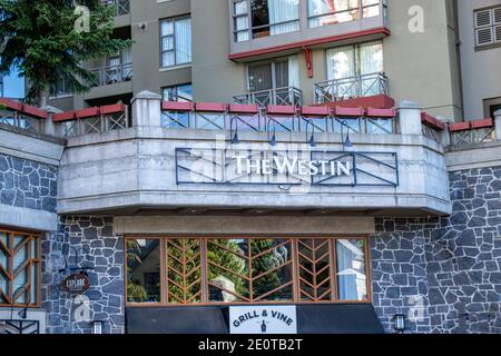 Whistler, Canada - July 5,2020: View of The Westin Resort Spa Hotel in Whistler Village Stock Photo