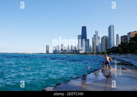 Chicago lakefront near North Avenue Beach. Stock Photo