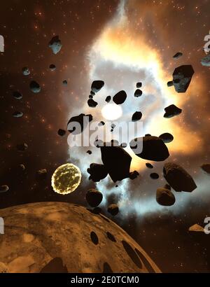 3D Illustration Of A Space Scene Stock Photo