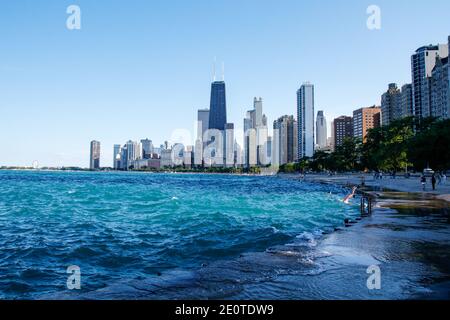 Chicago lakefront near North Avenue Beach. Stock Photo