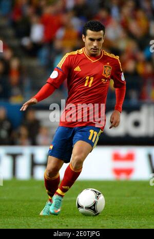 Spain's Pedro during the World Cup 2014 qualifying soccer match, Spain Vs France at Vicente Calderon stadium in Madrid, Spain on October 16, 2012. Photo by Christian Liewig/ABACAPRESS.COM Stock Photo