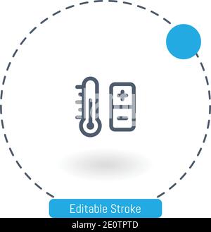 smart temperature vector icon editable stroke outline icons for web and mobile Stock Vector
