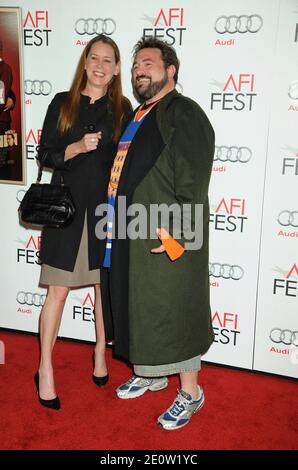 Jennifer Schwalbach Smith and Kevin Smith attending 'Hitchcock' premiere during AFI Fest 2012 presented by Audi at Grauman Chinese Theatre in Los Angeles, CA, USA on November 1, 2012. Photo by Graylock/ABACAPRESS.COM Stock Photo