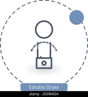 cameraman vector icon editable stroke outline icons for web and mobile Stock Vector