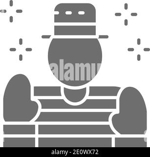 Mime, clown, actor grey icon. Isolated on white background Stock Vector
