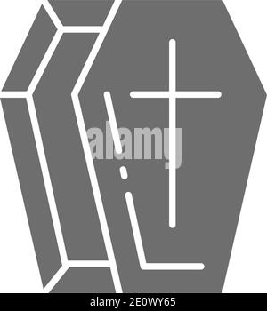 Coffin, tomb gray icon. Isolated on white background Stock Vector