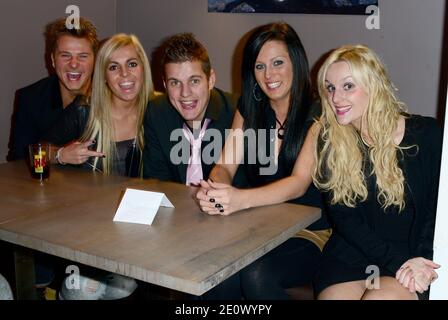 Vincent, Hillary, Charles, Laura and Harmonie attending a press conference for 'Les Ch'tis a Las Vegas' TV reality show held at Elysee Lounge in Paris, France on December 13, 2012. Photo by Nicolas Briquet/ABACAPRESS.COM Stock Photo