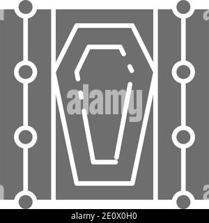 Vector coffin in the grave gray icon. Stock Vector