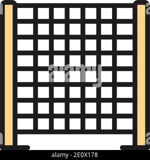 Climbing rope net for children, playground flat color line icon. Stock Vector