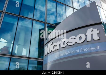 General view of the Microsoft France headquarters in Paris, France on December 15, 2012. Photo by Audrey Poree/ABACAPRESS.COM Stock Photo