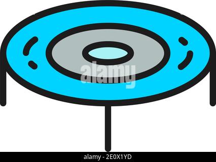 Jumping trampoline, playground flat color line icon. Stock Vector