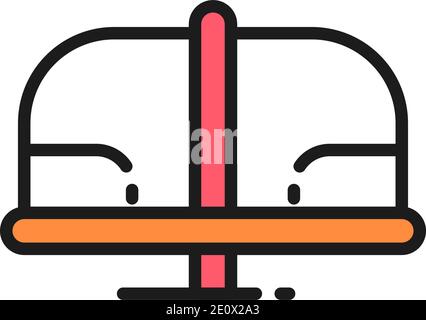 Rotating roundabout carousel, amusement ride for kids playground color line icon Stock Vector