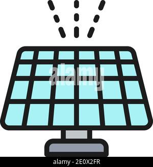 Solar battery, solar power station, renewable energy flat color line icon. Stock Vector