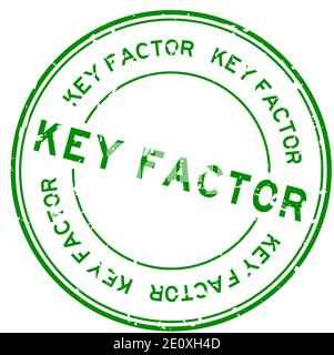 Grunge green key factor word round rubber seal stamp on white background Stock Vector