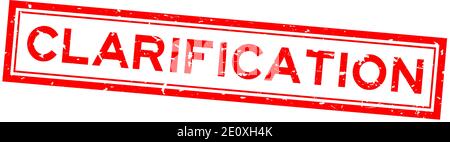 Grunge red clarification word square rubber seal stamp on white background Stock Vector