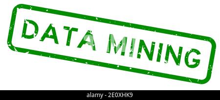 Grunge green data mining word square rubber seal stamp on white background Stock Vector