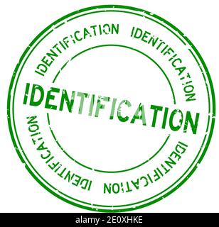Grunge green identification word round rubber seal stamp on white background Stock Vector