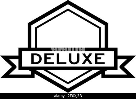 Vintage black color hexagon label banner with word deluxe on white background Stock Vector