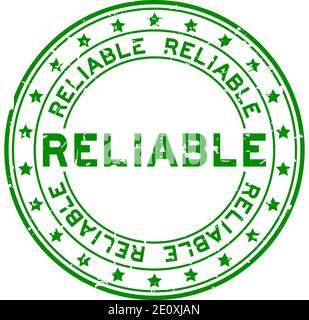 Grunge green reliable word round rubber seal stamp on white background Stock Vector