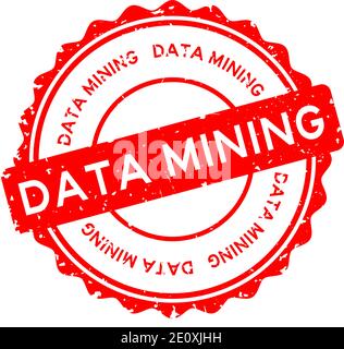 Grunge red data mining word round rubber seal stamp on white background Stock Vector
