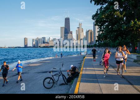 Chicago lakefront near North Avenue Beach. Stock Photo