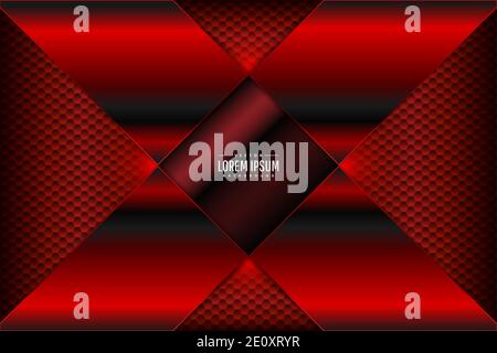 Red metal technology background with hexagon pattern.Vector illustration.Eps10 Stock Vector
