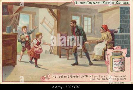 Liebigbild Seriennummer 329 Sanguinettinummer 479 Märchen-Sagen-Fabeln Jahrgang 1896 Hänsel und Gretel (6). Stock Photo