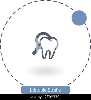 tooth zoom vector icon editable stroke outline icons for web and mobile Stock Vector